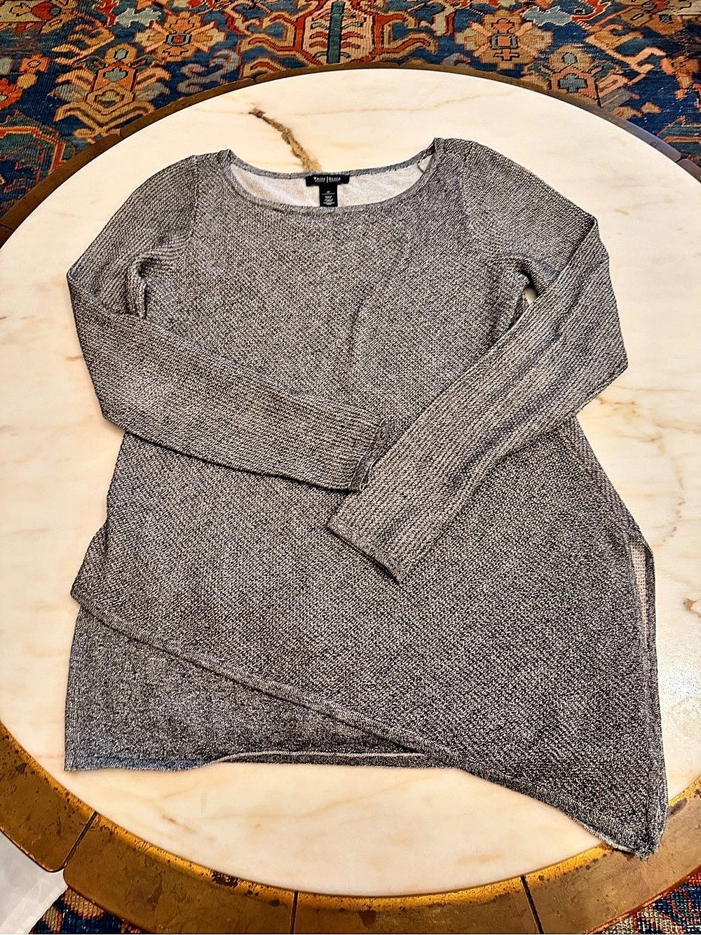 White House Black Market Long Sleeve sweater- asymmetrical in Gray & Black Size